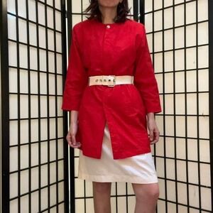 Red and White Belted Vintage 70s Dress by Joni Blair Small Mod Retro 1970s